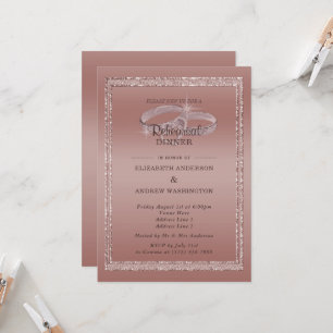 Invitation Dîner de répétition rose Gold Parties scintillant 