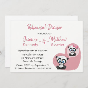 Invitation Dîner de répétition rose Mariage d'ours en peluche