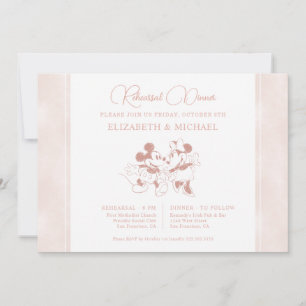 Invitation Dîner de répétition rose Mickey et Minnie Mouse