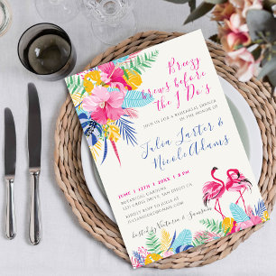 Invitation Dîner de répétition Rose Navy Tropical Forêt Sauva