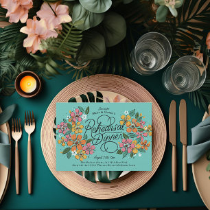 Invitation Dîner De Répétition Rose Orange Florals