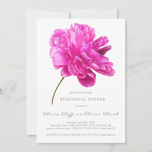 Invitation Dîner de répétition rose vif (Devant)