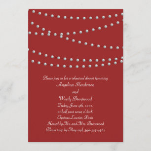 Invitation Dîner de répétition rouge avec des perles