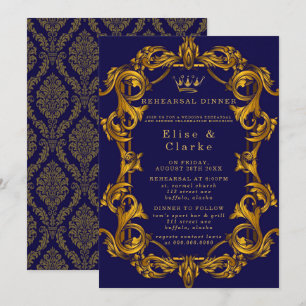 Invitation Dîner de répétition Royal Crown Blue Gold