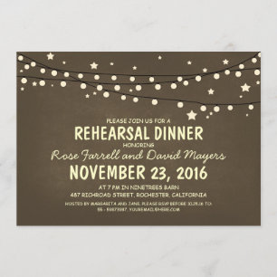 Invitation Dîner de répétition Rustic Starry Night Lights