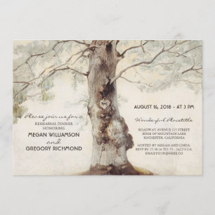 Invitation Dîner de répétition rustique arborescente