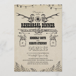 Invitation Dîner de répétition rustique de country Cowboy