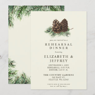 Invitation Dîner de répétition Rustique de la forêt d'hiver