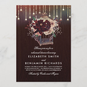Invitation Dîner de répétition rustique de la lanterne floral
