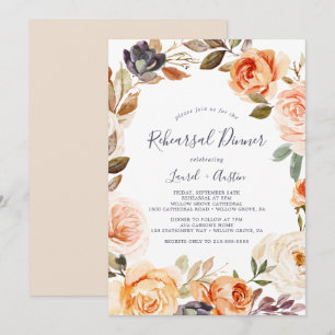 Invitation Dîner de répétition Rustique Earth Florals