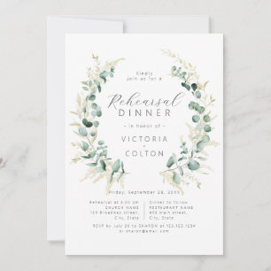 Invitation Dîner de répétition Rustique eucalyptus vert boho