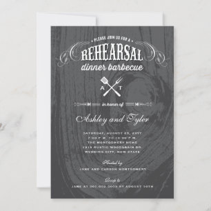 Invitation Dîner de répétition Rustique Mariage en bois