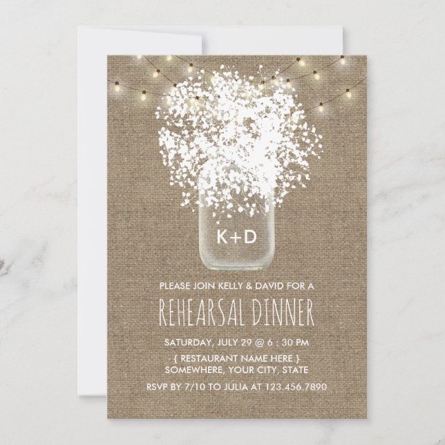 Invitation Dîner de répétition Rustique Mariage pour bébé (Devant)