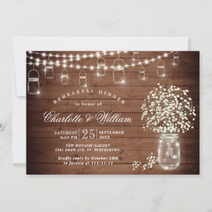 Invitation Dîner de répétition rustique pour bébé