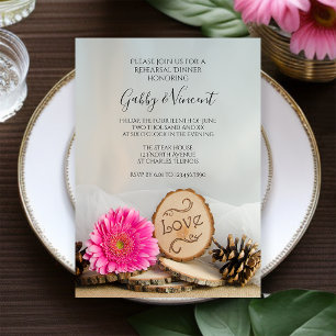 Invitation Dîner de répétition Rustique rose Gerber Daisy Woo