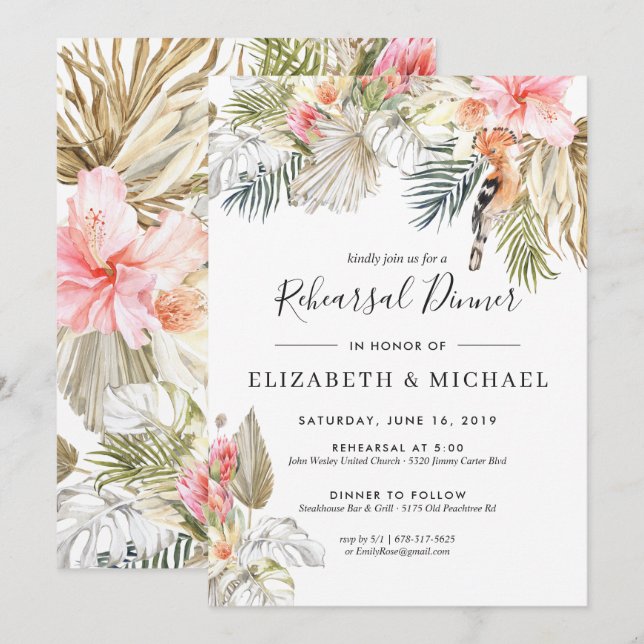 Invitation Dîner de répétition Safari Africain enchanté (Devant / Derrière)