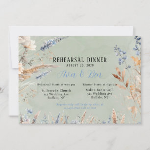 Invitation Dîner de répétition Sage Green & Dusty Blue Flower