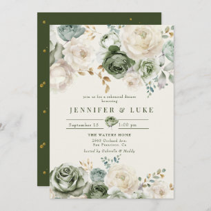 Invitation Dîner de répétition Sage Green & Ivory Flowers