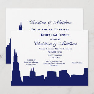 Invitation Dîner de répétition Silhouette Skyline de la Marin