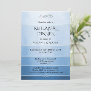 Invitation Dîner de répétition Silver Blue Striped Ton sur To