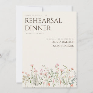 Invitation Dîner de répétition simple Boho Fleur sauvage Invi