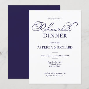 Invitation Dîner de répétition simple et chic Navy
