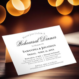 Invitation Dîner de répétition simple Mariage Elegance