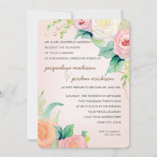 Invitation Dîner de répétition simple moderne aquarelle flora
