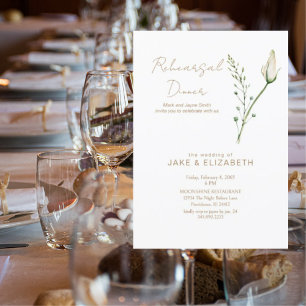 Invitation Dîner de répétition Simple Texte Or Rose Bougeoir
