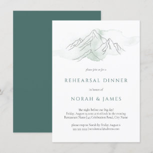 Invitation Dîner de répétition simple vert de montagne 