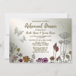 Invitation Dîner de répétition Soirée de mariage Fleurs color