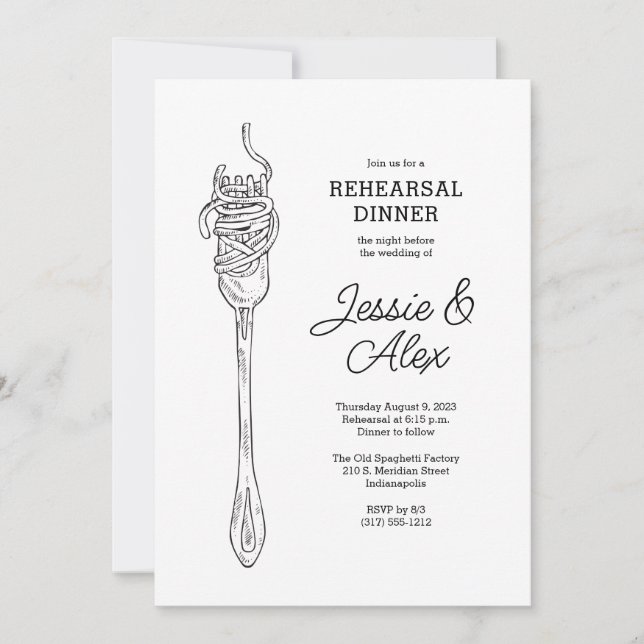 Invitation Dîner de répétition Spaghetti (Devant)