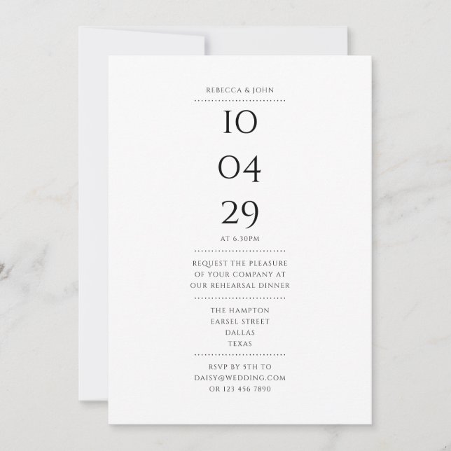 Invitation Dîner de répétition spécial moderne (Devant)