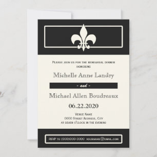 Invitation Dîner de répétition style affiche Fleur de Lis