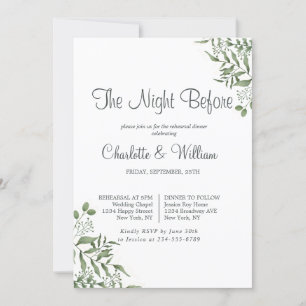 Invitation Dîner de répétition succulent des Feuilles Eucalyp