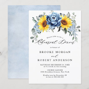 Invitation Dîner de répétition Sunflower Dusty Blue Slate Peo