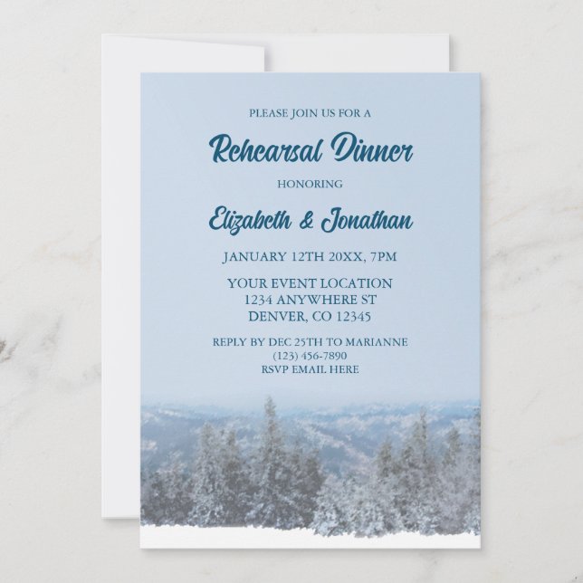 Invitation Dîner de répétition sur la forêt de montagne de ne (Devant)
