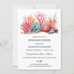 Invitation Dîner de répétition sur la plage de Coral Reef