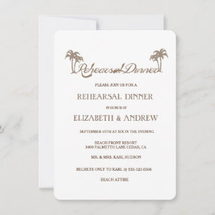 Invitation Dîner de répétition sur la plage des palmiers trop