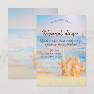Invitation Dîner de répétition sur la plage, étoile de mer, c