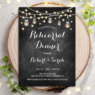 Invitation Dîner de répétition - Tableau noir et lumières
