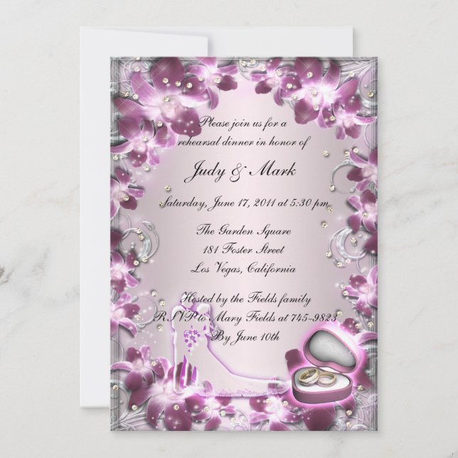 Invitation Dîner de répétition tendance violet chic Invitatio (Devant)