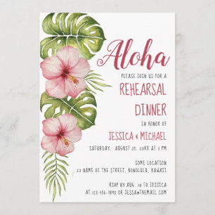 Invitation Dîner de répétition tropical Aquarelle florale Al