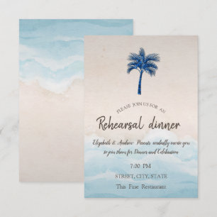 Invitation Dîner de répétition Tropical Beach Glitter Palm