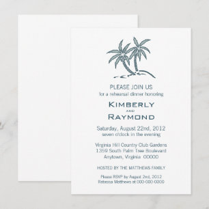 Invitation Dîner de répétition Tropical Blue Twin Palm Trees