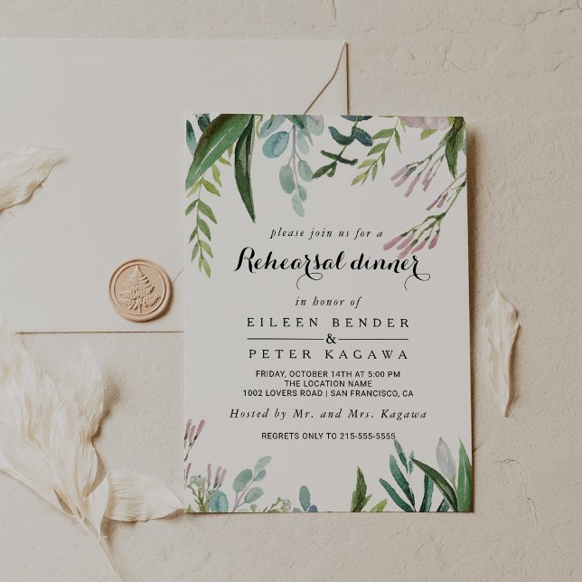 Invitation Dîner de répétition Tropical Floral Charme (Créateur téléchargé)