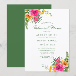 Invitation Dîner de répétition Tropical Hibiscus Floral Palms