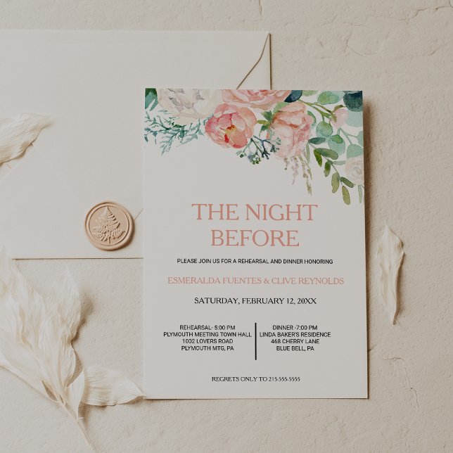 Invitation Dîner de répétition tropical moderne rose vif (Créateur téléchargé)