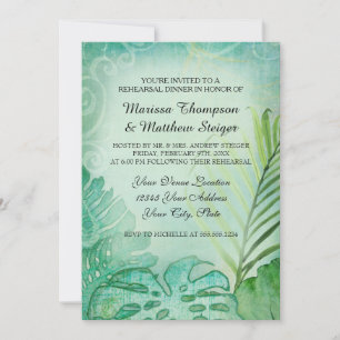Invitation Dîner de répétition Tropical Philodendron Leaf Pal