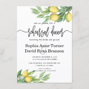 Invitation Dîner de répétition tropicale citron aquarelle chi